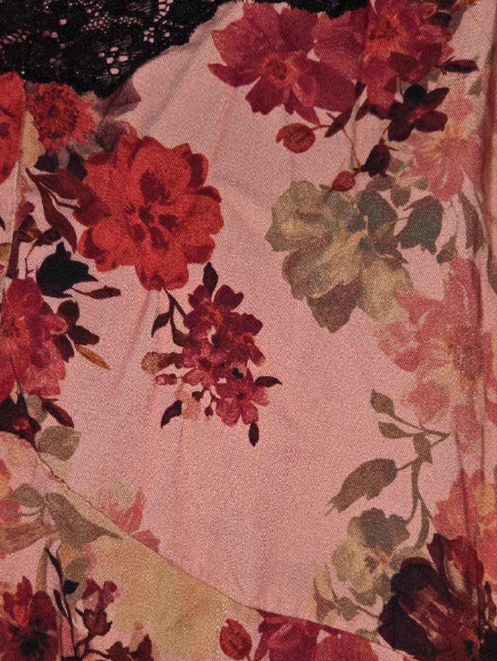 torrid Peach Floral Slip with Black Lace Accent - Picture 3 of 6
